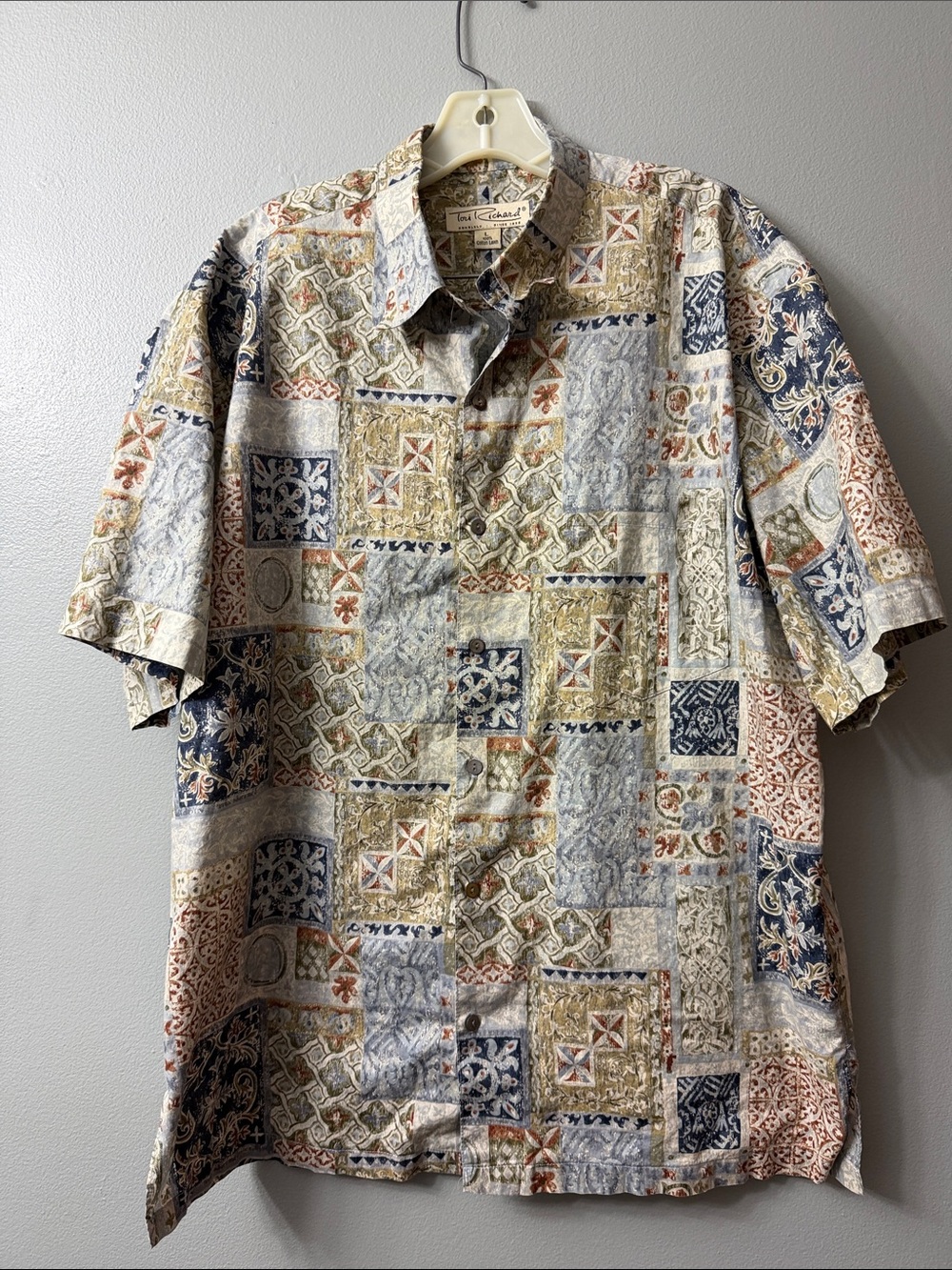Tori Richard Multicolor Patchwork Short-Sleeve Hawaiian Shirt Large